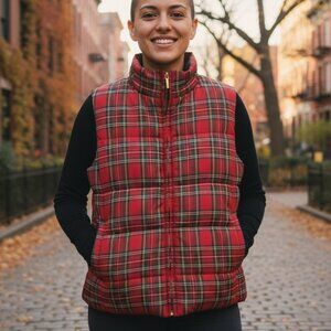 CHAPS  Est. 1978 Tartan Plaid Quilted Puffy Vest Petite XL